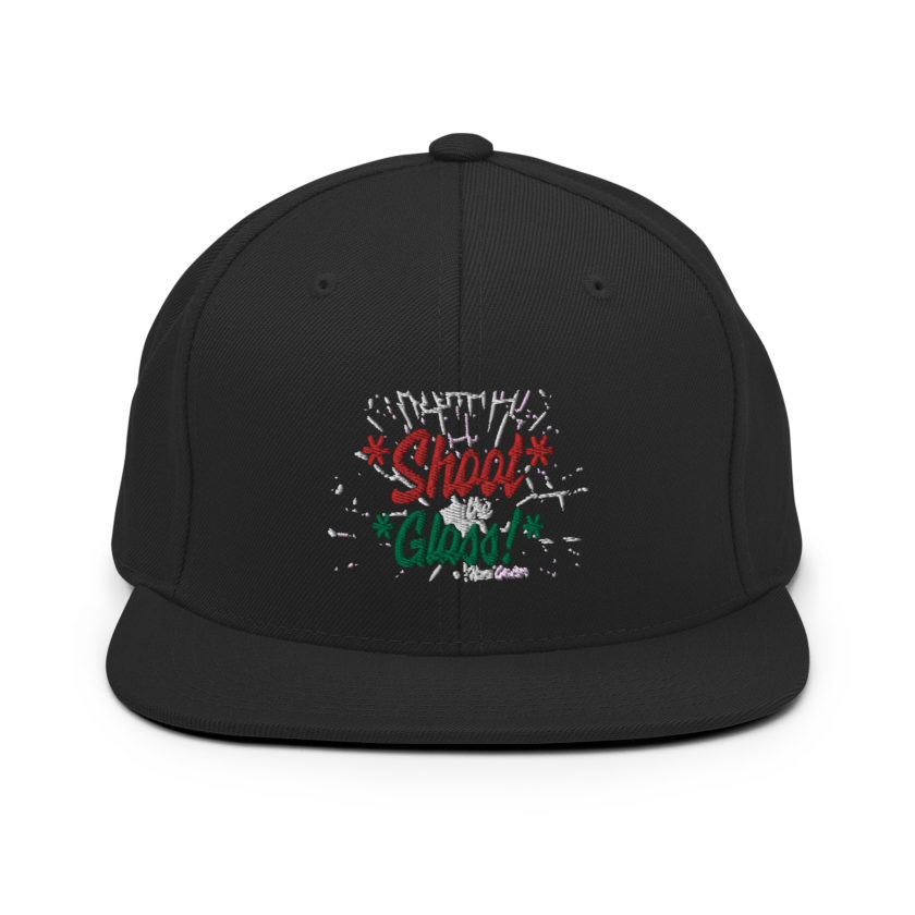 *Shoot* the *glass!* -Hans Gruber, Die Hard Snapback Hat - Image 3