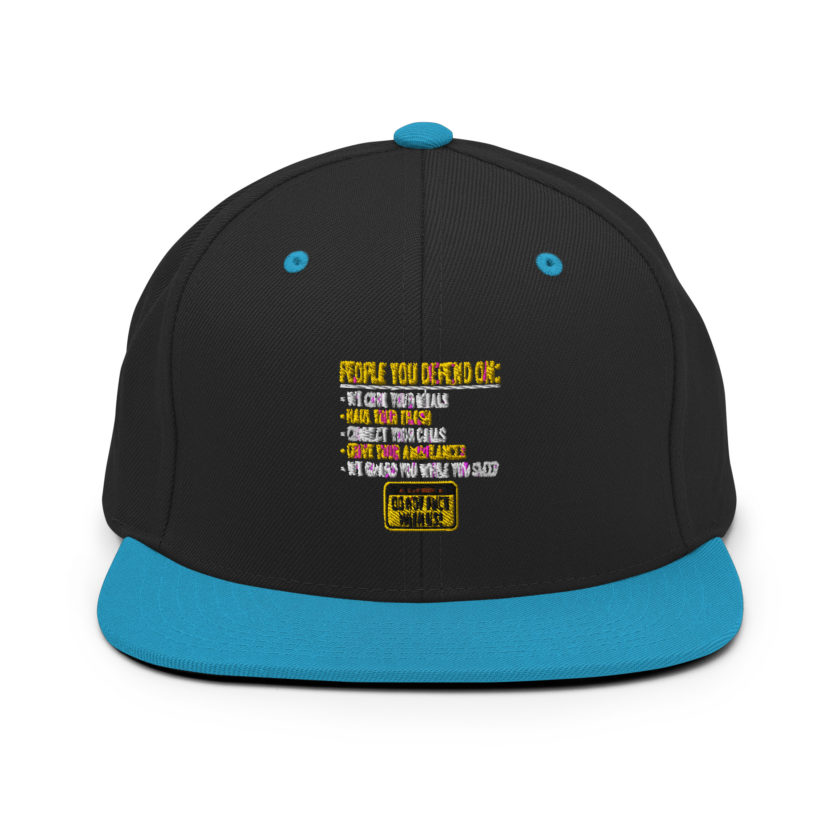People you depend one: we cook your meals, haul your trash, connect your calls, drive your ambulances, we guard you while you sleep. Do Not Fuck With Us! -Fight Club Snapback Hat - Image 5