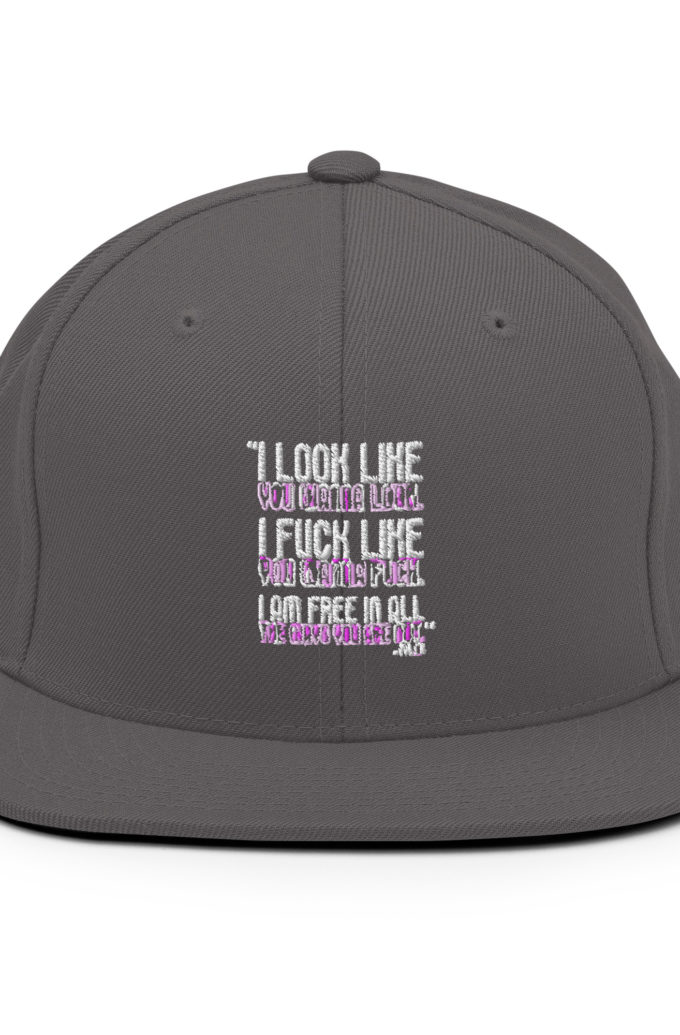 I look like you wanna look. I fuck like you wanna fuck. I am free in all the ways you are not. -Tyler, Fight Club Snapback Hat