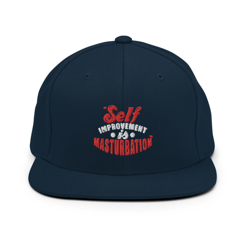 Self improvement is masturbation. -Tyler Durden, Fight Club Snapback Hat - Image 2