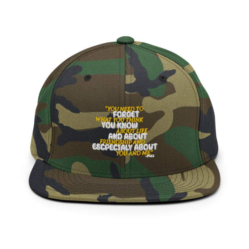 You need to forget what you think you know about life and about friendship and especially about you and me. -Tyler Durden, Fight Club Snapback Hat - Image 13