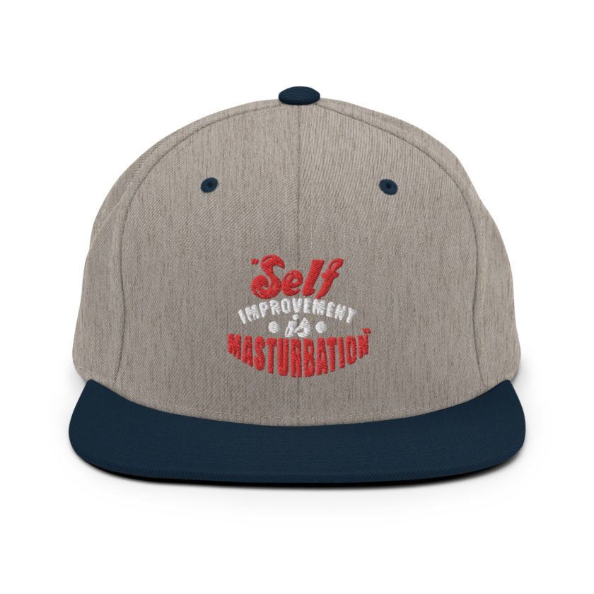 Self improvement is masturbation. -Tyler Durden, Fight Club Snapback Hat - Image 17