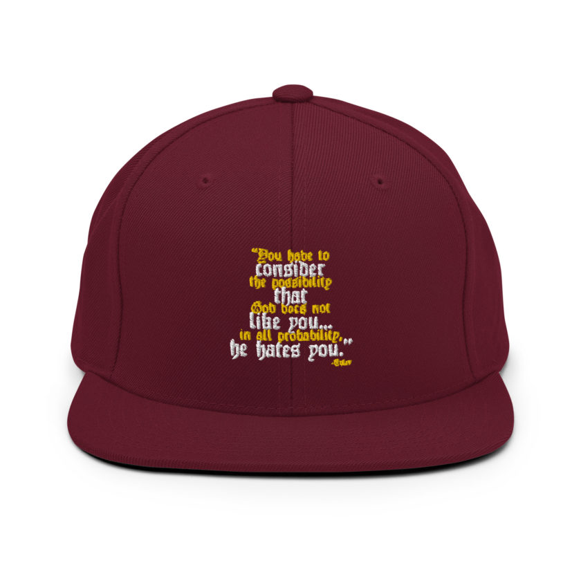 You have to consider the possibility that god does not like you...in all probability, he hates you. -Tyler Durden, Fight Club Snapback Hat - Image 8