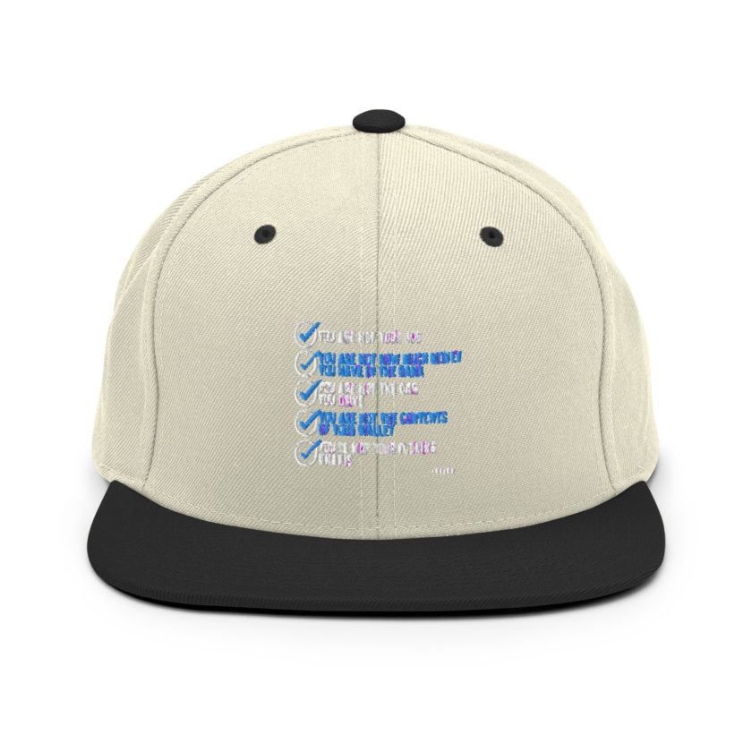 You are not your job. You are not how much money you have in the bank. -Tyler Durden, Fight Club Snapback Hat - Image 20