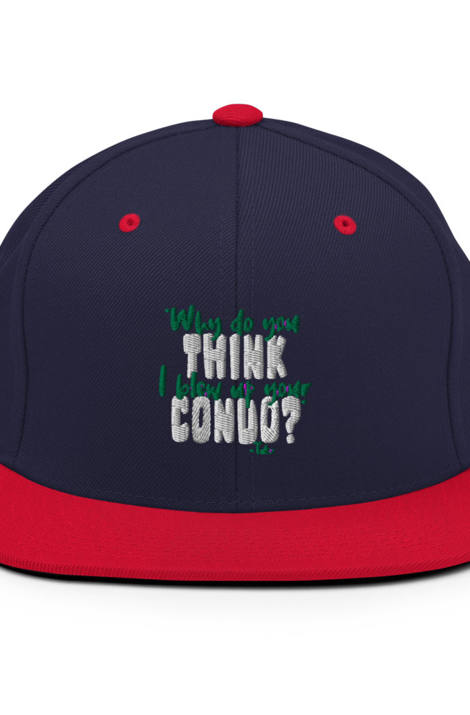 Why do you think I blew up your condo? -Tyler Durden, Fight Club Snapback Hat