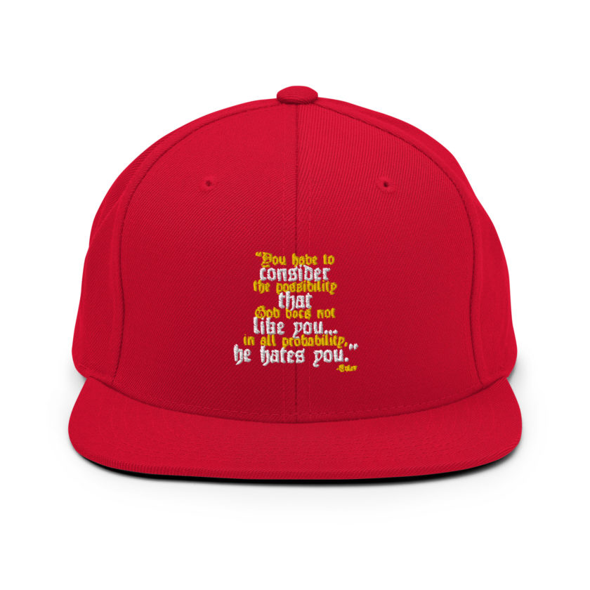 You have to consider the possibility that god does not like you...in all probability, he hates you. -Tyler Durden, Fight Club Snapback Hat - Image 13