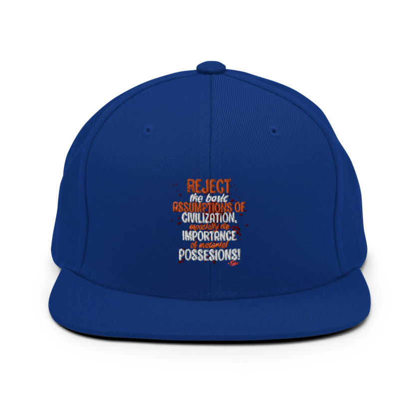 Reject the basic assumptions of civilization, especially the importance of material possessions! -Tyler Durden, Fight Club Snapback Hat - Image 8