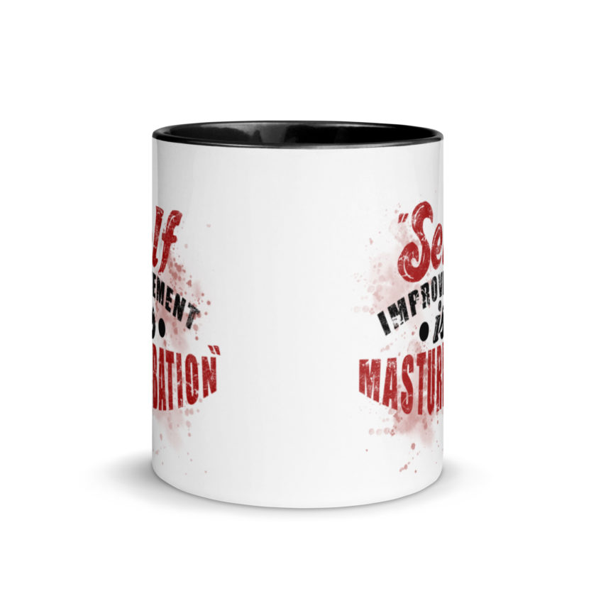 Self improvement is masturbation. -Tyler Durden, Fight Club Mug with Color Inside - Image 3