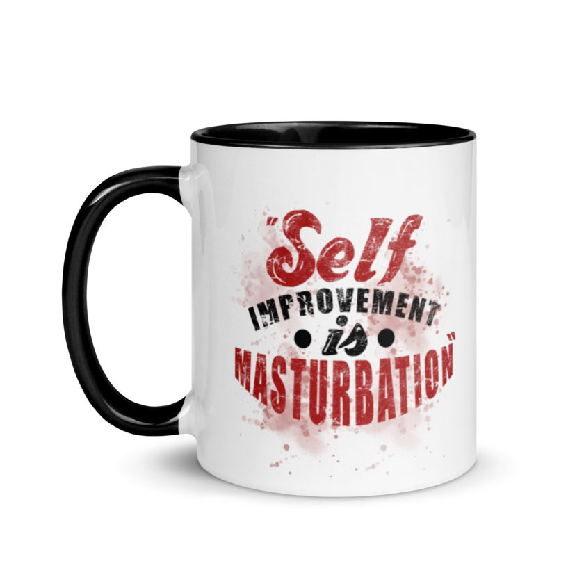 Self improvement is masturbation. -Tyler Durden, Fight Club Mug with Color Inside - Image 4