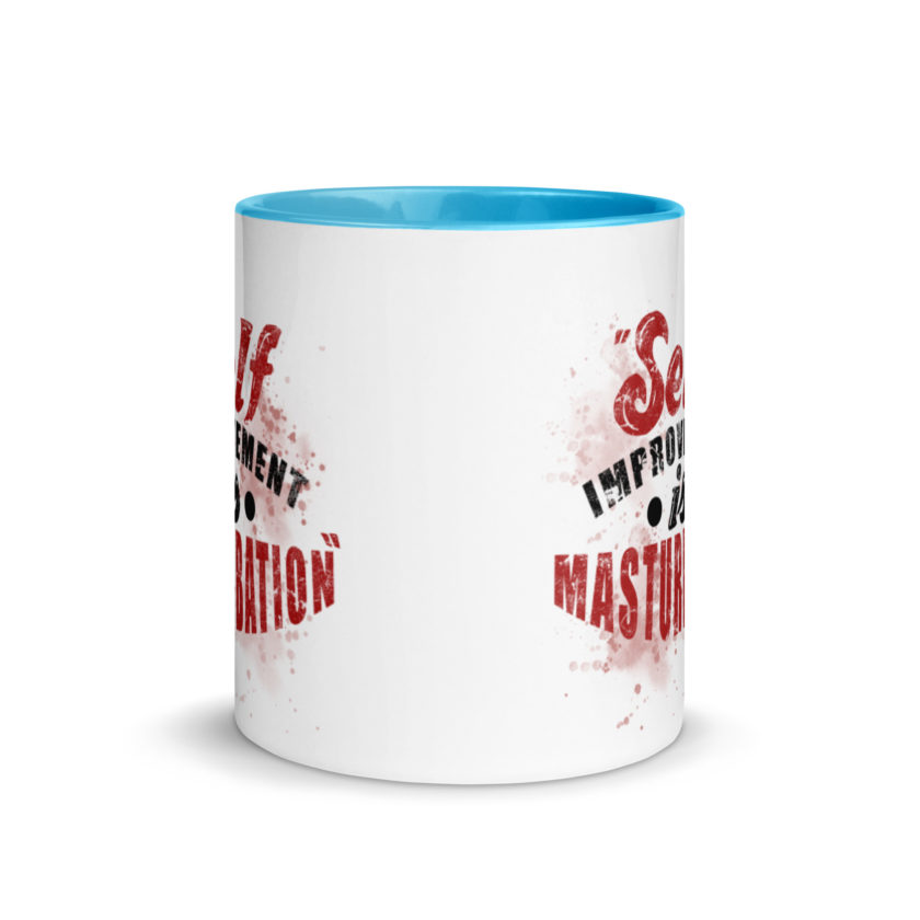 Self improvement is masturbation. -Tyler Durden, Fight Club Mug with Color Inside - Image 11