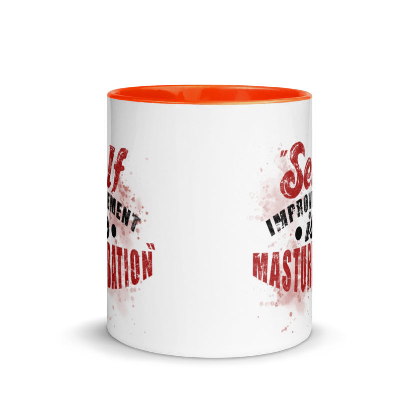 Self improvement is masturbation. -Tyler Durden, Fight Club Mug with Color Inside - Image 8