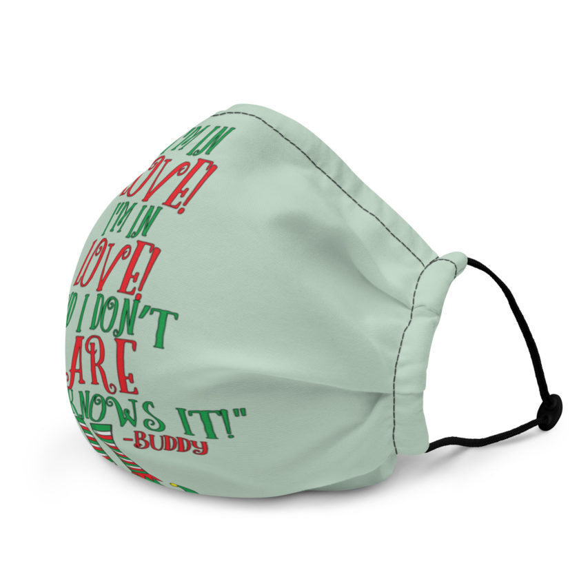 I’m in love! I’m in love! And I don’t care who knows it! Buddy the elf, elf Premium face mask - Image 3