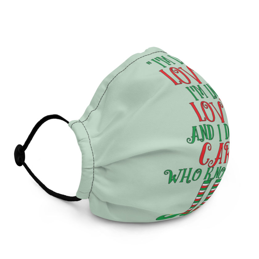 I’m in love! I’m in love! And I don’t care who knows it! Buddy the elf, elf Premium face mask - Image 2