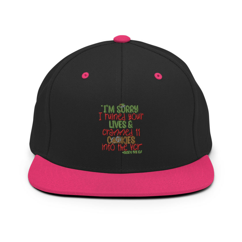 I’m sorry I ruined your lives and crammed 11 cookies into the VCR -Buddy the elf, Elf  Snapback Hat - Image 5