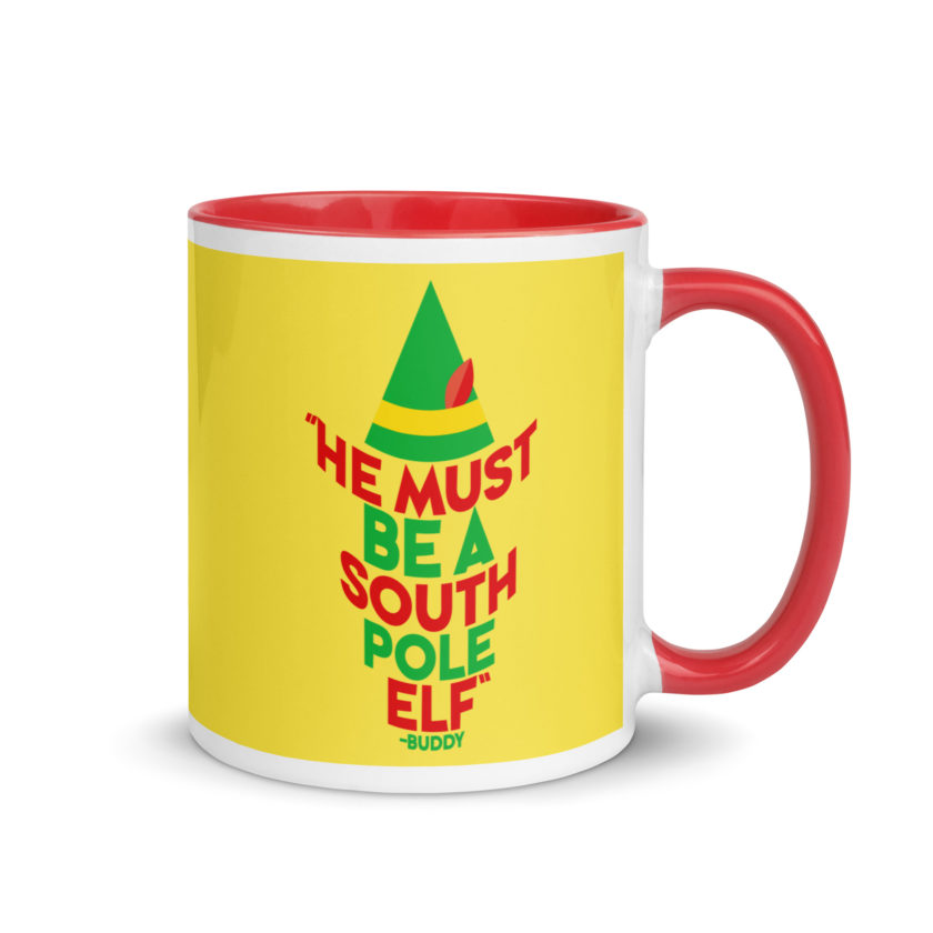 He must be a South Pole elf. -Buddy the elf, Elf Mug with Color Inside - Image 5