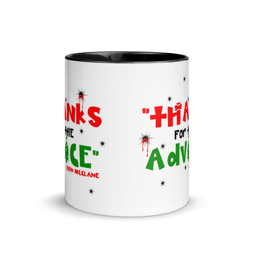"Thanks For The Advice." -John Mcclane, Die Hard Mug with Color Inside - Image 3