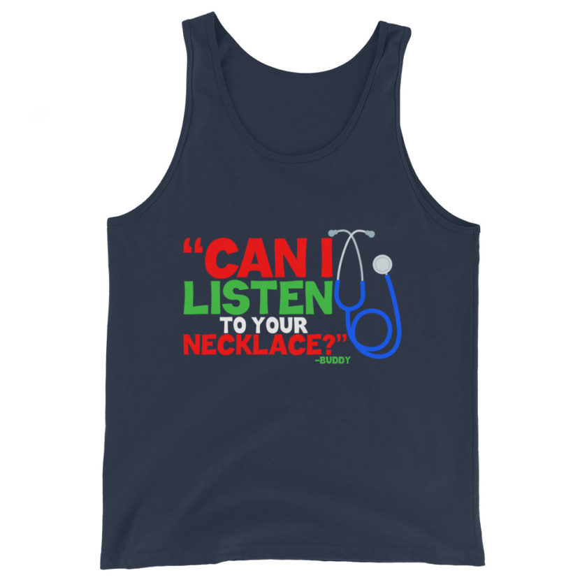 Can I listen to your necklace? Buddy the Elf, Elf Unisex Tank Top - Image 3