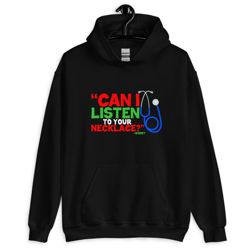 Can I listen to your necklace? Buddy the Elf, Elf Unisex Hoodie - Image 2
