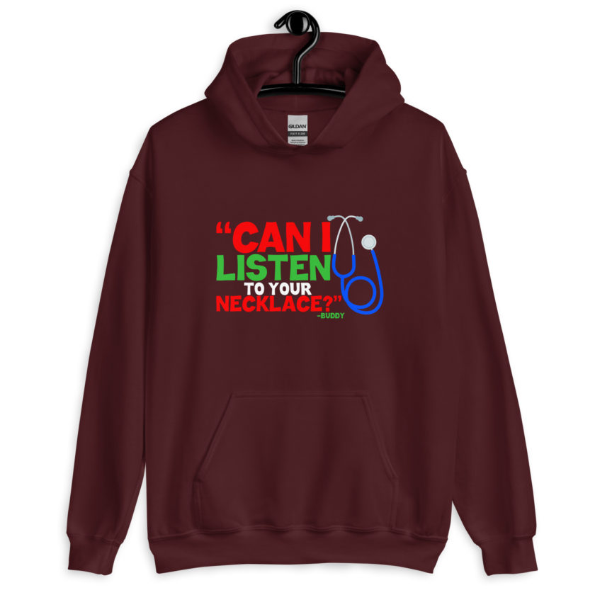 Can I listen to your necklace? Buddy the Elf, Elf Unisex Hoodie - Image 3