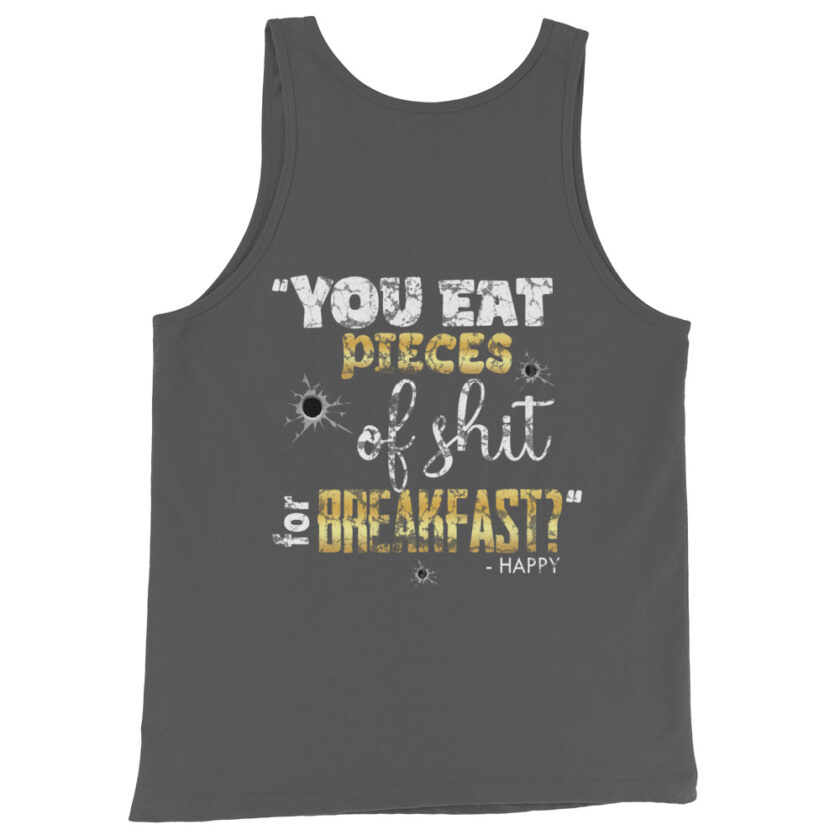 I eat pieces of shit like you for breakfast! -Shooter, Happy Gilmore Men's Tank Top - Image 12