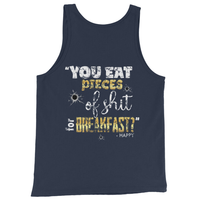 I eat pieces of shit like you for breakfast! -Shooter, Happy Gilmore Men's Tank Top - Image 4