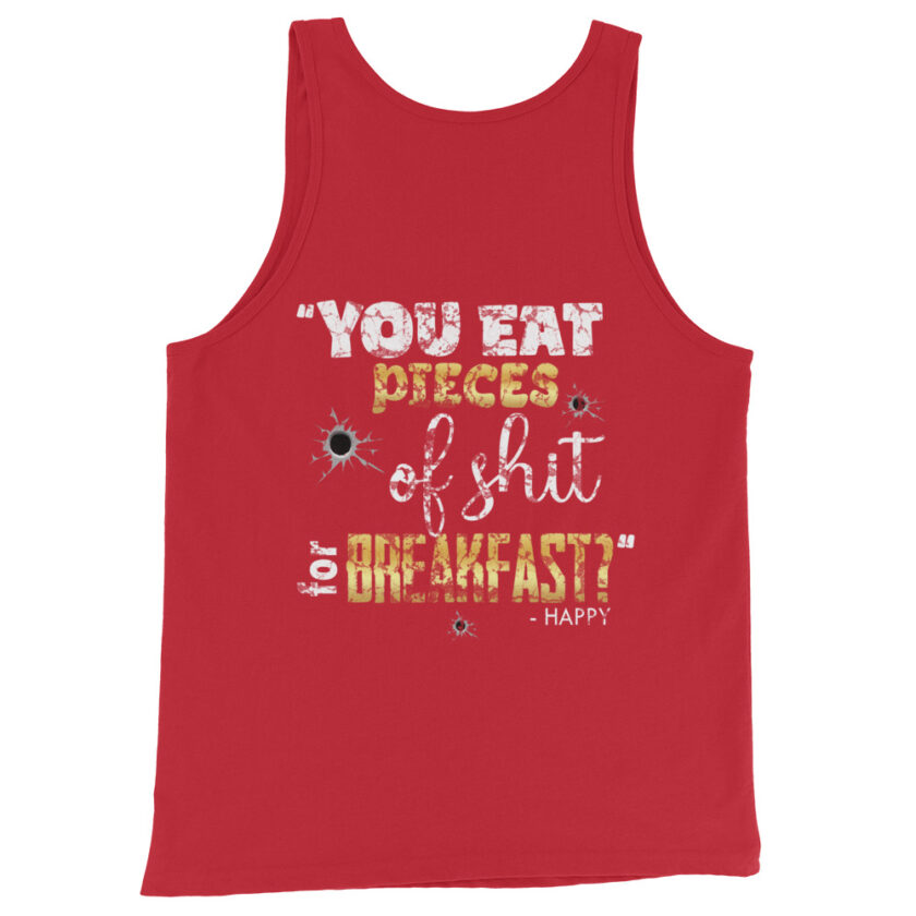 I eat pieces of shit like you for breakfast! -Shooter, Happy Gilmore Men's Tank Top - Image 6