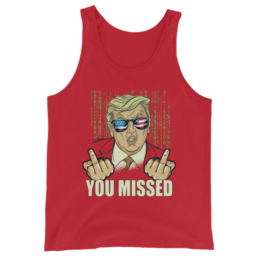 You Missed! Trump Funny Men's Tank Top - Image 3