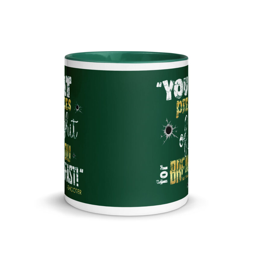I eat pieces of shit like you for breakfast! -Shooter, Happy Gilmore Mug with Color Inside - Image 18