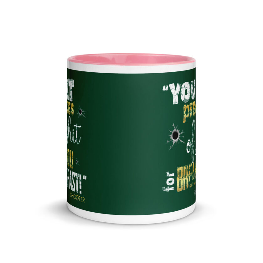 I eat pieces of shit like you for breakfast! -Shooter, Happy Gilmore Mug with Color Inside - Image 32