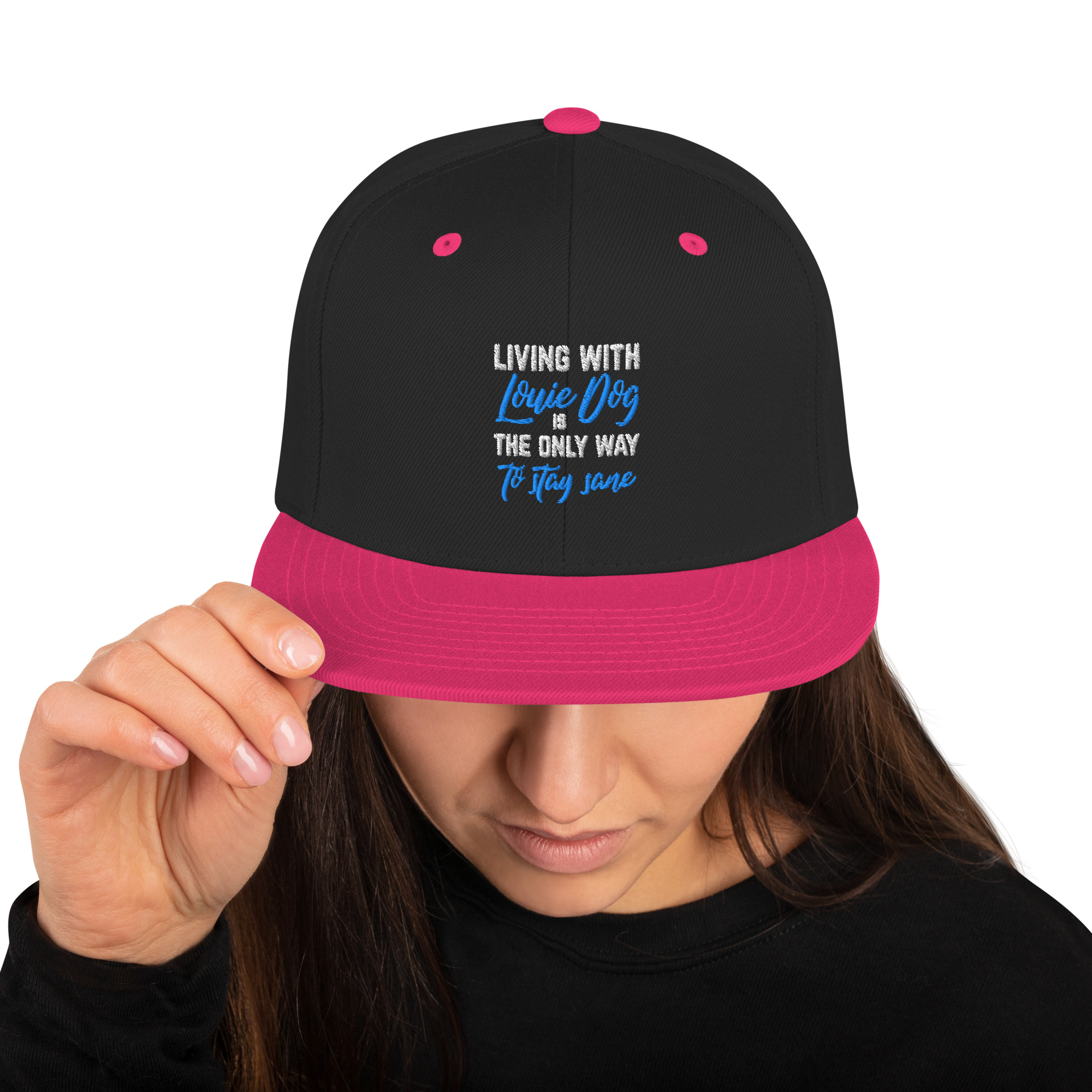 Living with Louie Dog is the ONLY WAY to stay Sane Snapback Hat - Image 13